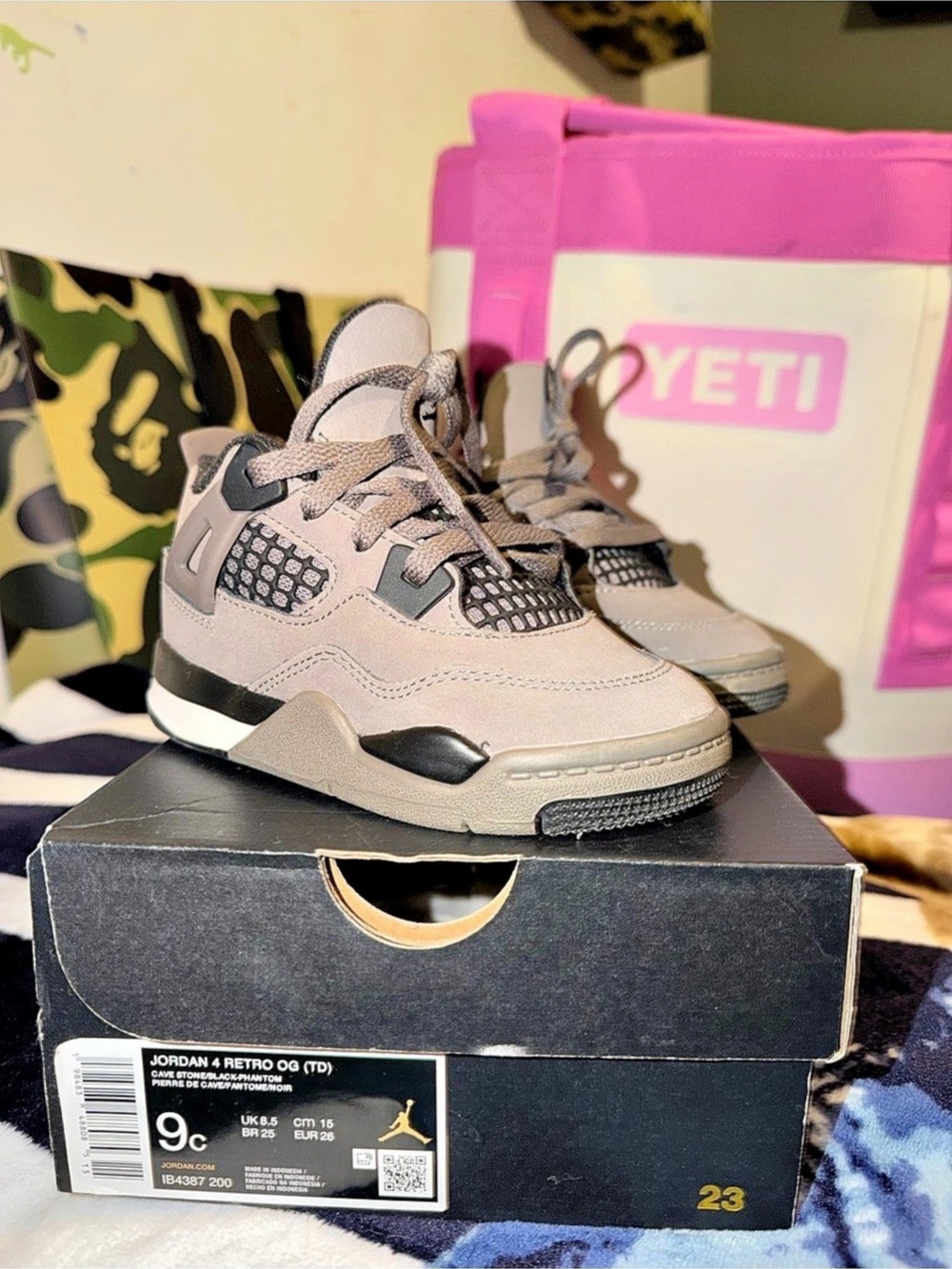 Nike Jordan 4 Retro OG (TD) ) Gray & Black Baby US 9C Like New